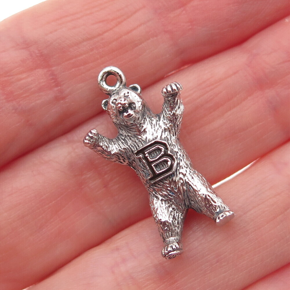 KINNEY 925 Sterling Silver Vintage Chicago Bears Football Team 3D Charm Pendant